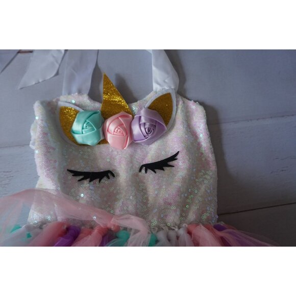 Unicorn Costume Sequin Rainbow Tulle Dress – Size 6T - Picture 4 of 11
